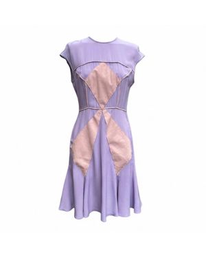 Imaatu Trapez Silk Mini Dress – Alcantara Geometric Inlays & Open Back Detailing - Purple