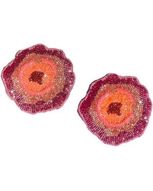Simitri Rose Bloom Earrings - Red