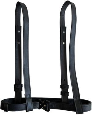 Vp Concept Matte Leather Belt With Shoulder Straps Statement Harness - Black
