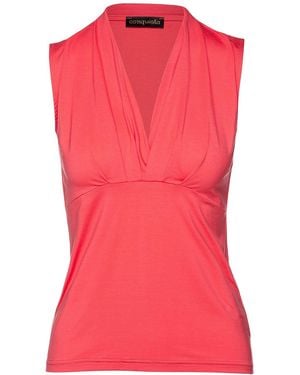 Conquista Coral Sleeveless Faux Wrap Top - Pink