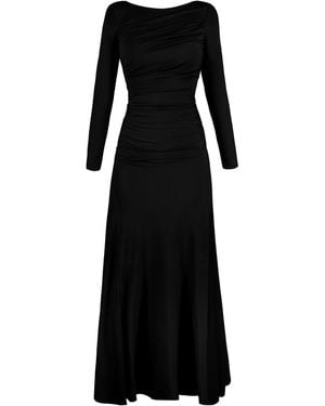 ALINA CERNĂTESCU Agua Maxi Draped Day Cocktail Office Dress - Black