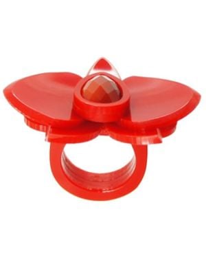 Gissa Bicalho Acrylic Handmade Ring Orchid - Red
