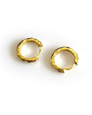 VicStoneNYC Fine Jewelry Hammered Textured Huggie For Ear - Metallic