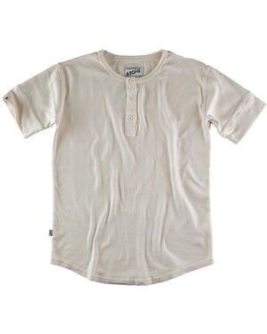 &SONS Trading Co Neutrals &Sons The New Elder Henley Short Sleeve Shirt Raw - Grey