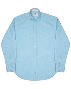 Koy Clothing Pale Cotton Linen Shirt - Blue