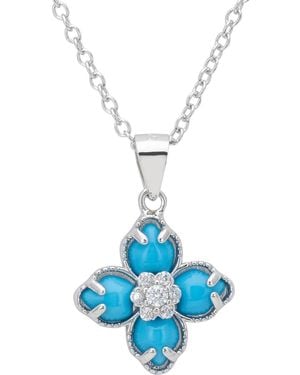 LÁTELITA London Flower Clover Pendant Necklace - Blue