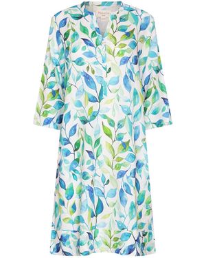 NoLoGo-chic Sea Crest Print Tunic Classic Dress Linen - Blue