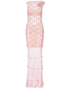 Andreeva Vanilla Handmade Maxi Crochet Dress - Pink