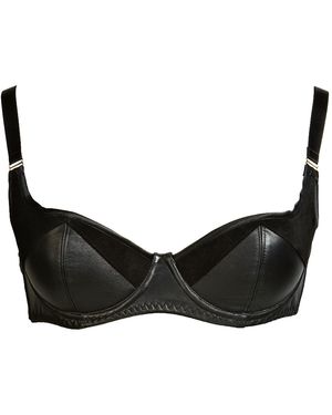 Something Wicked Ava Leather & Suede Wired Balcony Bra - Black