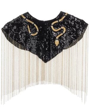 House of Laines London Laines London Hand Beaded Snake Tassel Cape - Black