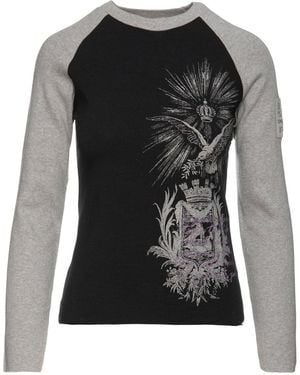 Conquista Print Top With Embroidery Detail - Black