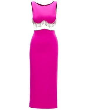 Nissa Crystal-Embellished Cut-Out Dress - Pink