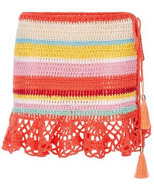 Andreeva Coral Reef Handmade Crochet Mini Skirt - Red