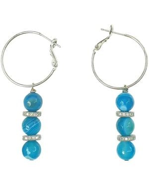 Way to Chic Agate On Hoop Earrings - Blue