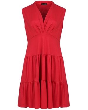 Conquista Sleeveless V-Neck Jersey Dress - Red