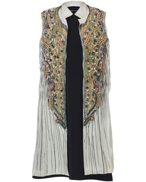 Saniya Khan Neutrals Autumnal Jewel Charmeuse Vest Dress - Grey