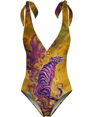 Aloha From Deer Whisper Of The Tiger One Piece Swimsuit - Multicolor