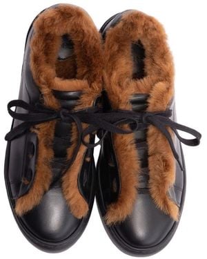 Fursho Classic Shearling-Lined Lace-Up Trainers - Brown