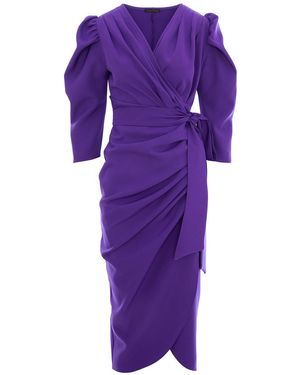 concept A trois Ultra Cocktail Dress With Three-Quarter Sleeves - Purple