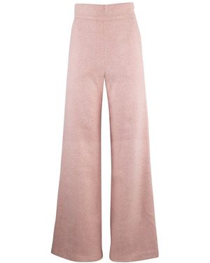 ADIBA Jacquard Rose High Waisted Flared Trousers - Pink