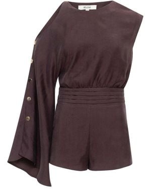 SÉLONE Mael One-Shoulder Playsuit - Brown