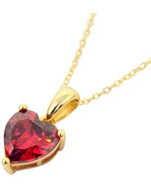 Sophelia Love Heart Garnet January Birthstone Necklace - Pink