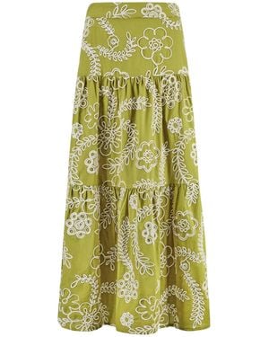 Traffic People Sandrine's Smile And Floral Serenity Maxi Skirt - Green