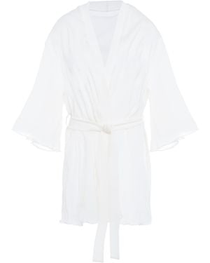 SAETA Paris Neutrals Silk Kimono Robe - White