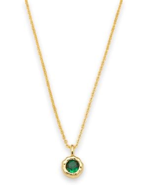 Classicharms Skyler Molten Mini Solitaire Emerald Pendant Necklace - Metallic