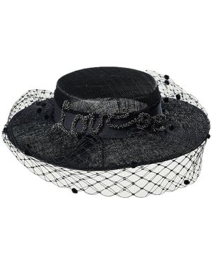 Misa Harada Millinery Nina Shallow Boater Headdress - Black