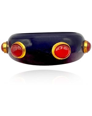 Michael Nash Jewelry Resin Bangle With Agate Oval Stones - Blue