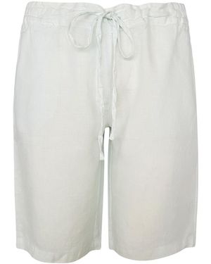 Haris Cotton Solid Linen Shorts With Knot Waist Slant Pocket - Grey