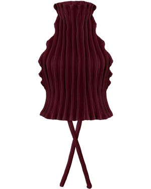 Kargede Burgundy Knit Halter Top – Ribbed, Sleeveless - Purple