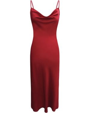 Riviera Soirée Chloe Satin Midi Dress - Red