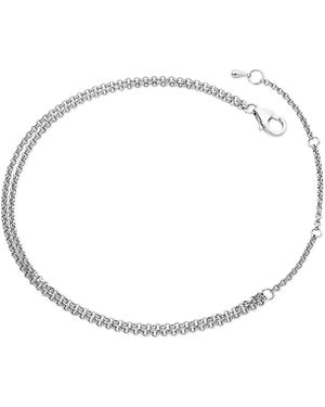 Lucy Quartermaine Solid Sterling Double Chain Drop Anklet - Metallic