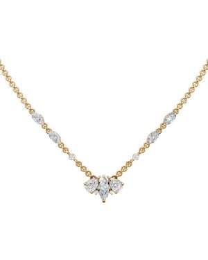 Aya Fine Jewelry Pear & Marquise Lab Diamond Station Necklace - Metallic