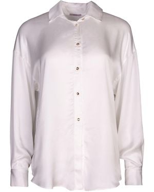 Oh!Zuza Echo – Cream Oversized Satin Viscose Shirt - Pink