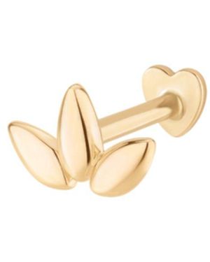 Vanhi 14K Solid Lotus Flat Back Stud - Metallic