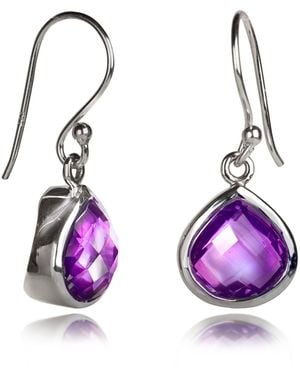 The Jewellery Store London Pear-Shaped Amethyst Earrings - Purple