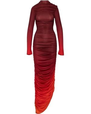 Ofuure Dawn Ruched Maxi Knit Dress - Red
