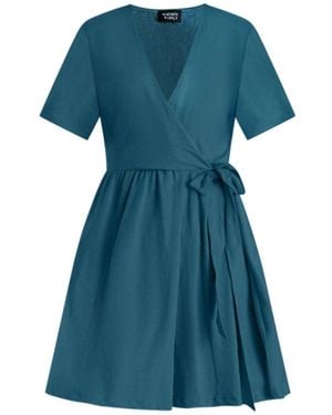 Known Supply Faux Wrap Dress - Blue