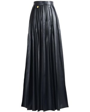 Kargede Leather Maxi Skirt – Pleated Faux, High Waist - Black