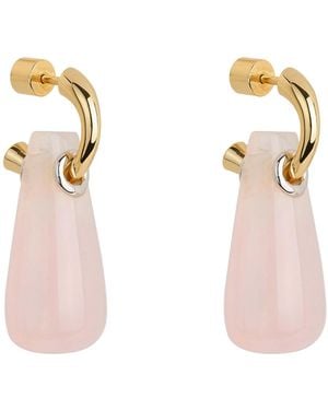 Ballinger Jewellery Rose Quartz Drop Statement Earrings - Metallic