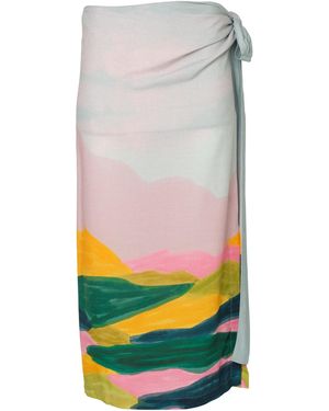 Tiger and the Monkey The Tizi Ecovero Viscose Printed Pareo Skirt - Gray