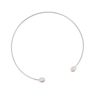 Silver Moon Sterling Necklace With Pearls - Metallic