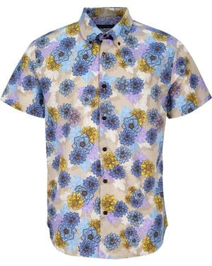 lords of harlech Tim Snap Floral Shirt - Blue