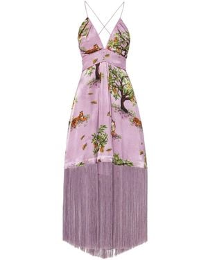 Ashaki Lilac Shanti Tiger Backless Fringe Dress - Purple