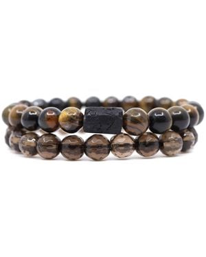 Shar Oke Smoky Quartz, Tiger's Eye & Tourmaline Bracelet - Black