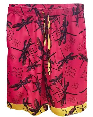 Janara Jones Dragonfly Print Satin Shorts - Pink