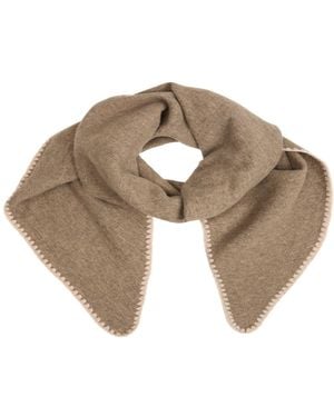 Saachi Knitted Triangle Taupe Shawl Wrap - Natural
